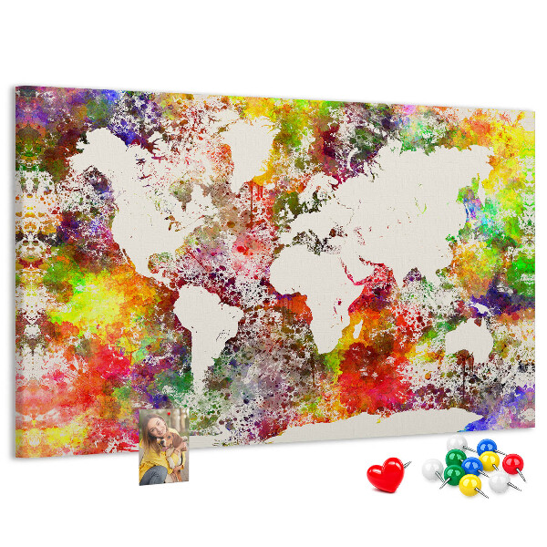 Cork display board Watercolor world map