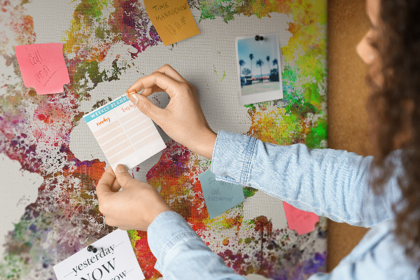 Cork display board Watercolor world map