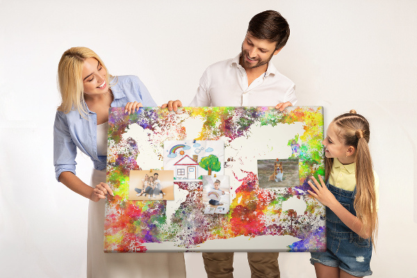 Cork display board Watercolor world map