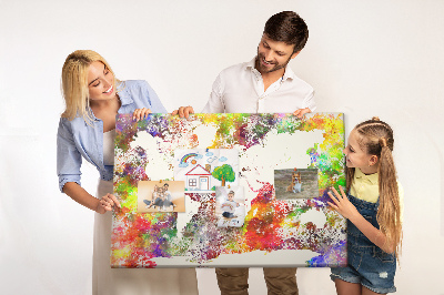 Cork display board Watercolor world map