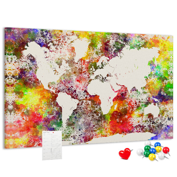 Cork display board Watercolor world map