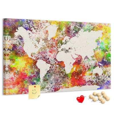 Cork display board Watercolor world map