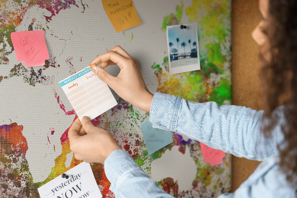 Cork display board Watercolor world map