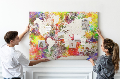 Cork display board Watercolor world map