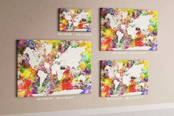 Cork display board Watercolor world map