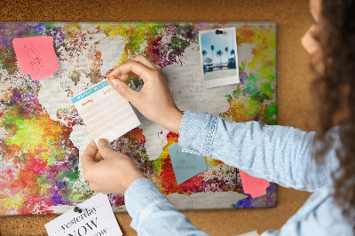 Cork display board Watercolor world map