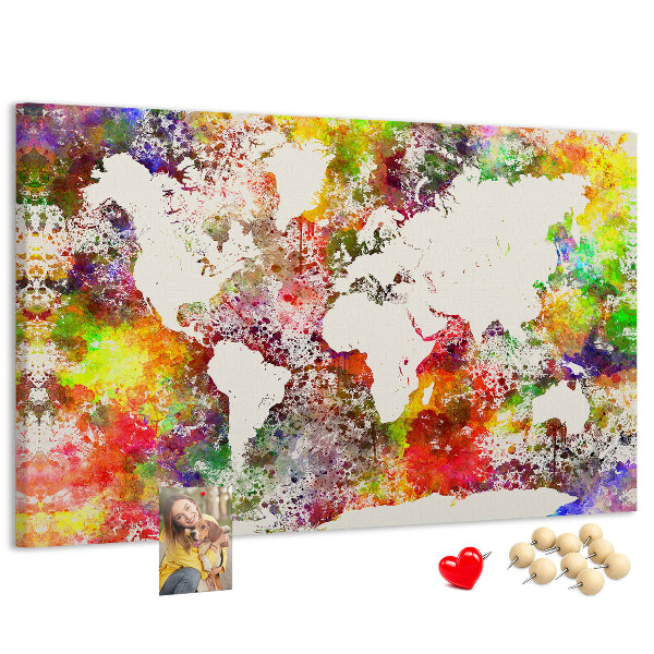 Cork display board Watercolor world map