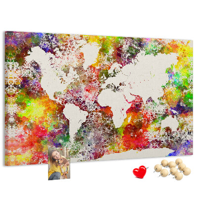 Cork display board Watercolor world map