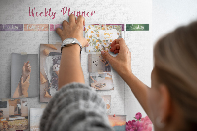 Cork memo board Weekly planner flowers