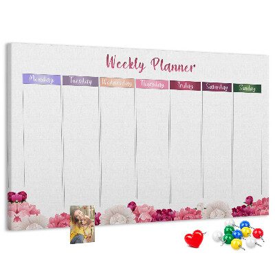 Cork memo board Weekly planner flowers