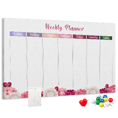 Cork memo board Weekly planner flowers