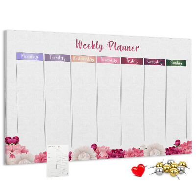 Cork memo board Weekly planner flowers