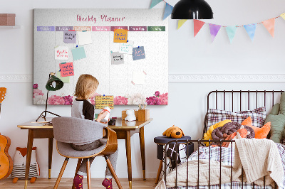 Cork memo board Weekly planner flowers