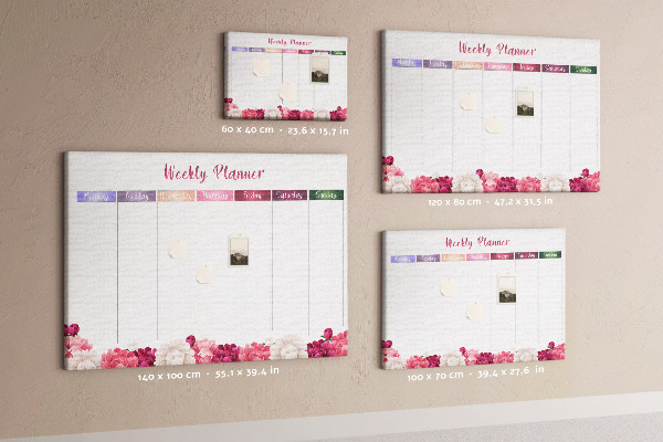 Cork memo board Weekly planner flowers
