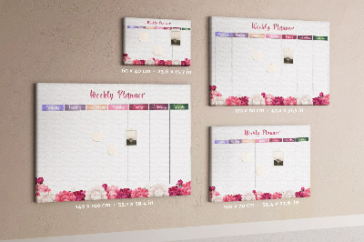 Cork memo board Weekly planner flowers