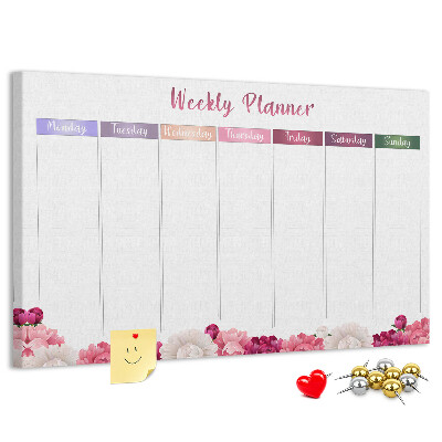 Cork memo board Weekly planner flowers