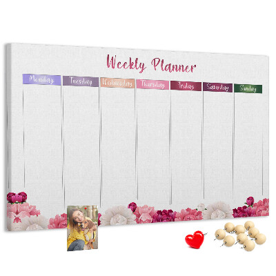 Cork memo board Weekly planner flowers