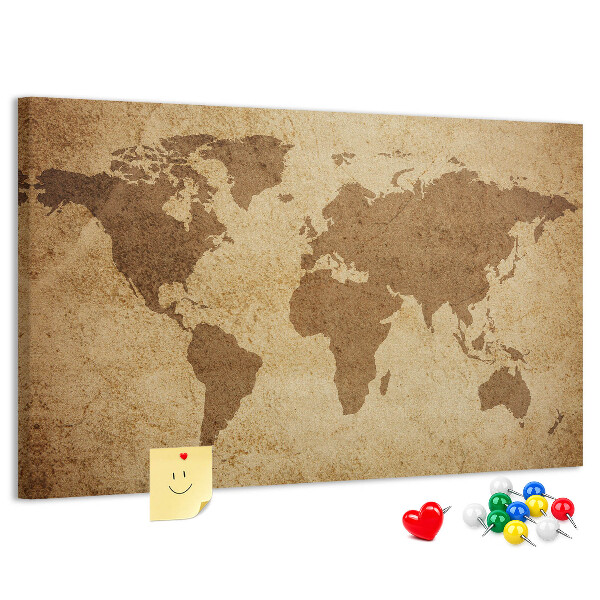 Cork display board Vintage world map