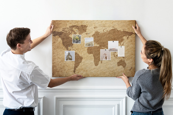 Cork display board Vintage world map