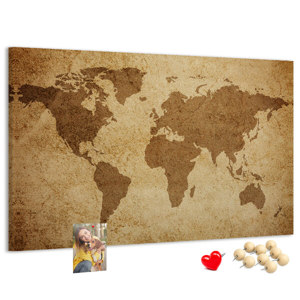 Cork display board Vintage world map