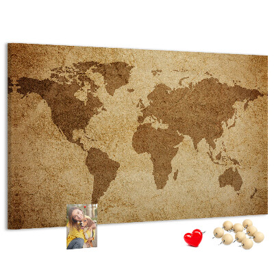 Cork display board Vintage world map