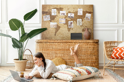 Cork display board Vintage world map