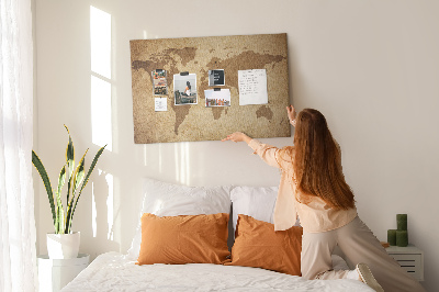 Cork display board Vintage world map