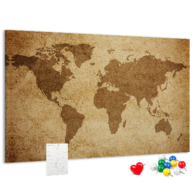 Cork display board Vintage world map