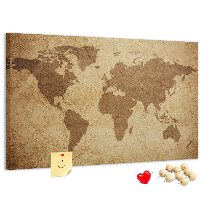 Cork display board Vintage world map