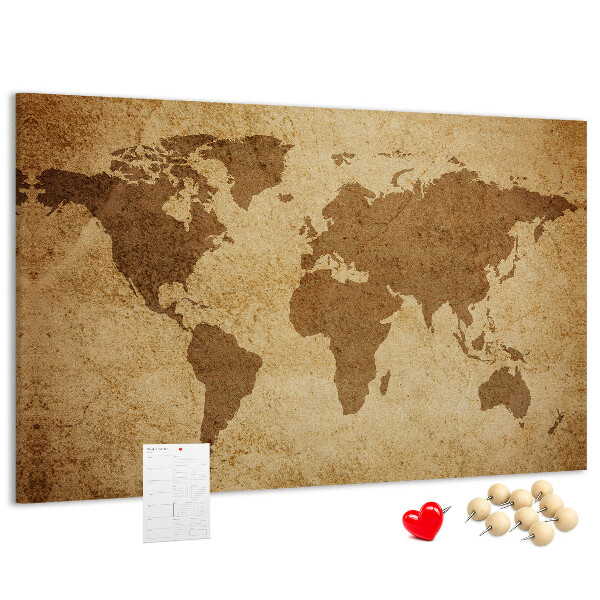 Cork display board Vintage world map