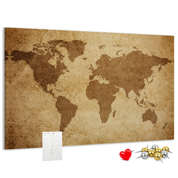 Cork display board Vintage world map