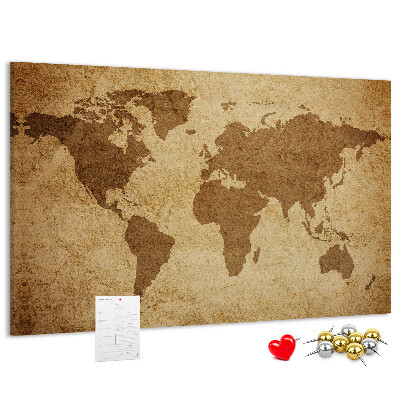 Cork display board Vintage world map