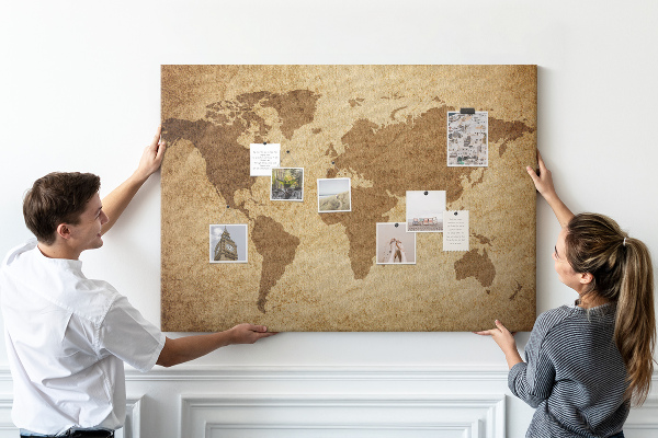 Cork display board Vintage world map