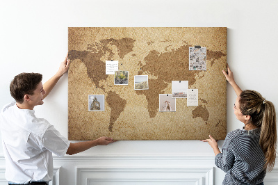 Cork display board Vintage world map