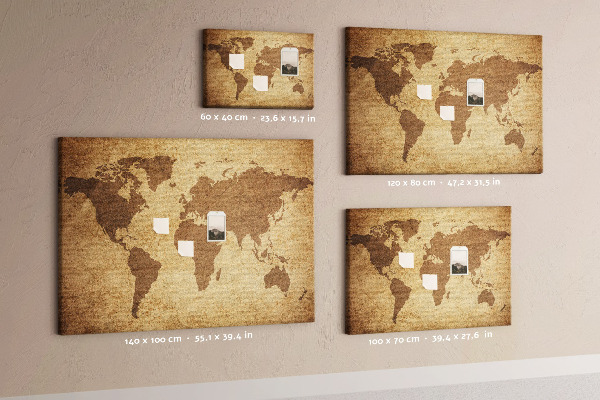 Cork display board Vintage world map