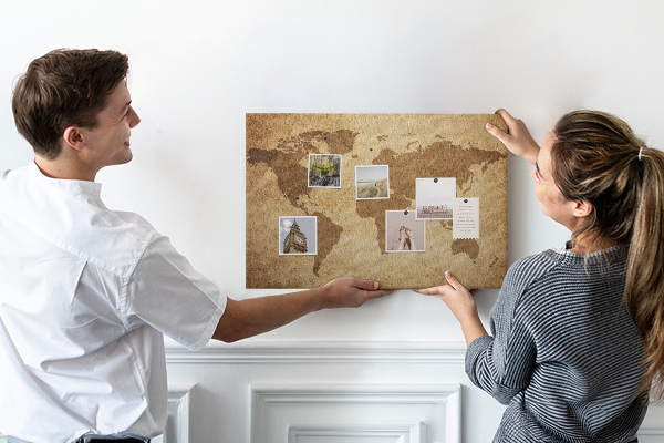 Cork display board Vintage world map