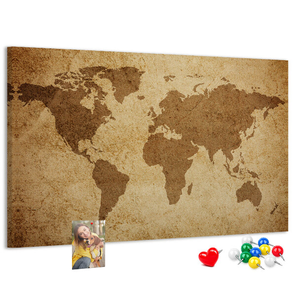 Cork display board Vintage world map