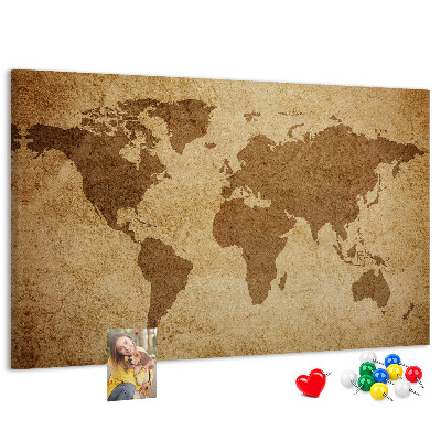 Cork display board Vintage world map