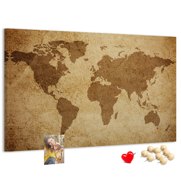 Cork display board Vintage world map