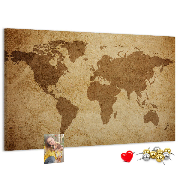 Cork display board Vintage world map