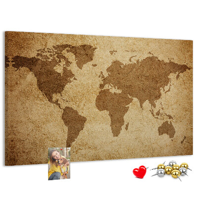 Cork display board Vintage world map