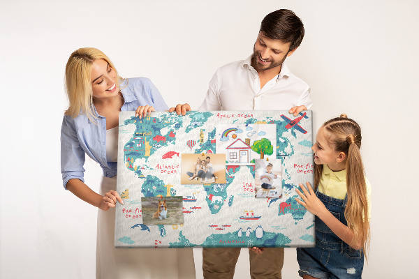 Cork board Pictorial world map