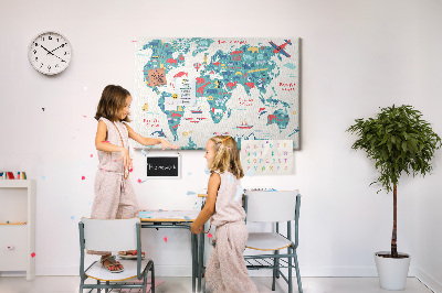 Cork board Pictorial world map
