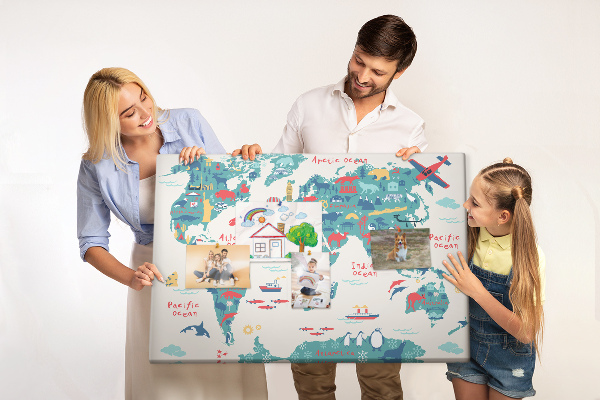 Cork board Pictorial world map