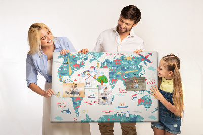 Cork board Pictorial world map