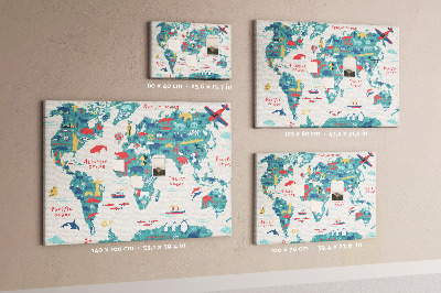 Cork board Pictorial world map