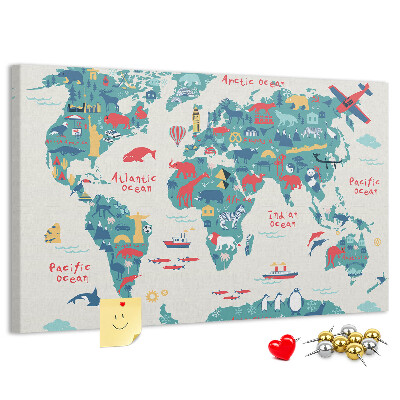 Cork board Pictorial world map