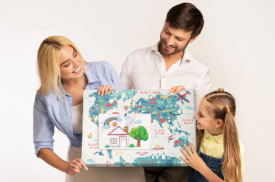 Cork board Pictorial world map