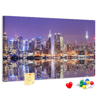 Cork display board New York at night