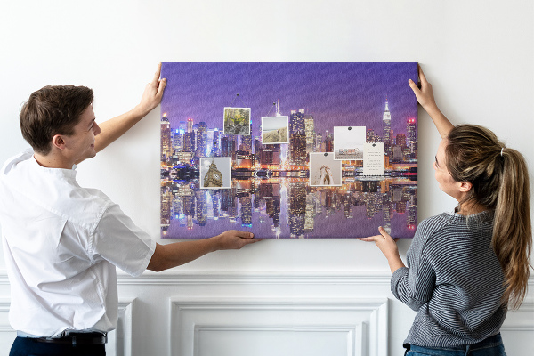 Cork display board New York at night